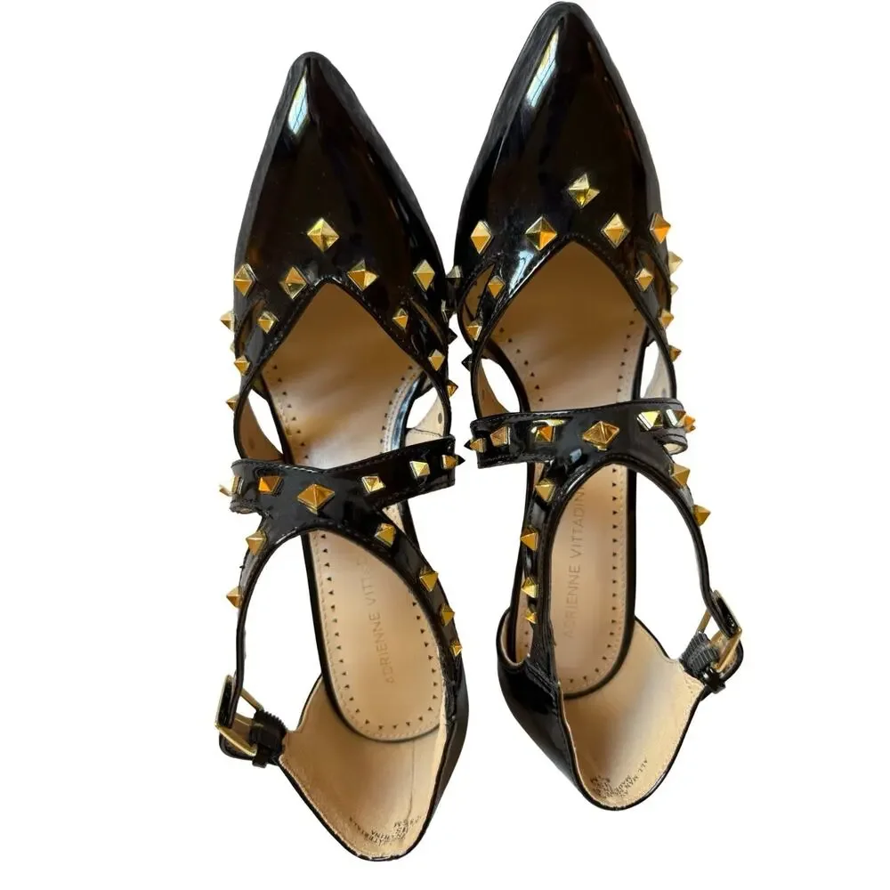 Adrienne Vittadini Shoes 8.5 NAVI Black High Heel Studded